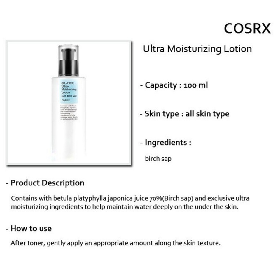 cosrx oil free ultra moisturizing lotion shopee