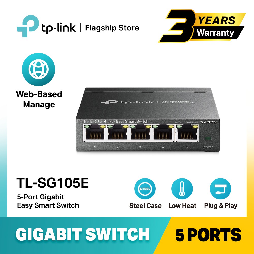 TPLINK TLSG105E 5 Port Gigabit Easy Smart Network Switch (Plug & Play