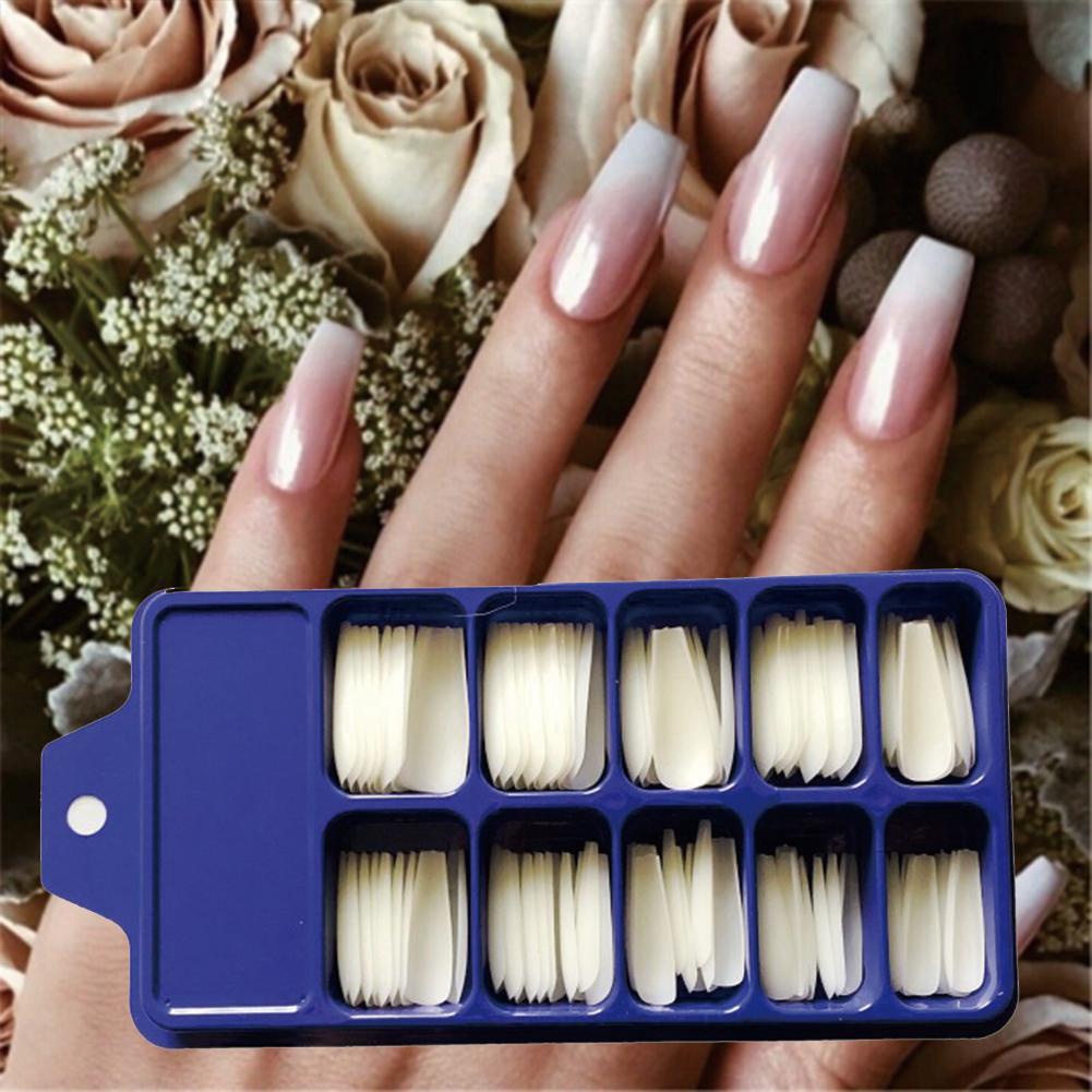 100pcs Fake Nails Long Ballerina French Acrylic Artificial False Nail Art Tips Shopee Singapore