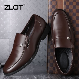 【ZLOT】High Quality Men Leather Loafers Shoes Fashion Men Formal Shoes All Black Rubber Shoes #3