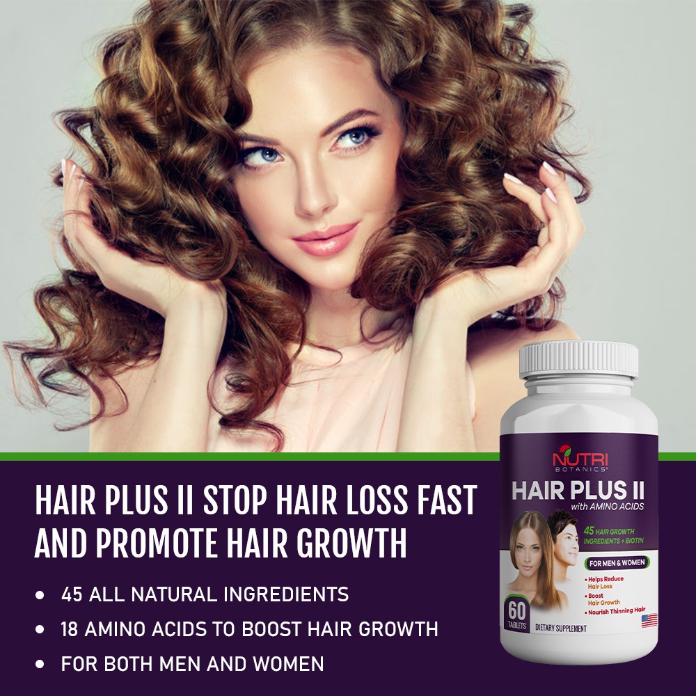♘◐♘Hair Plus II with Amino Acid, Biotin - 45 Hair Vitamin - Boost Hair  Growth, Stop Hair Loss - For Men & Women - 60 Tab | Shopee Singapore
