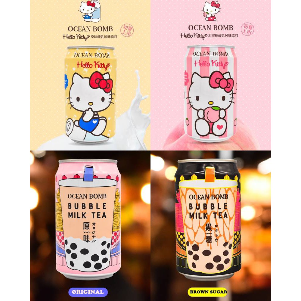 [3cans] Ocean Bomb Hello Kitty Yoghurt Drink / Bubble Milk