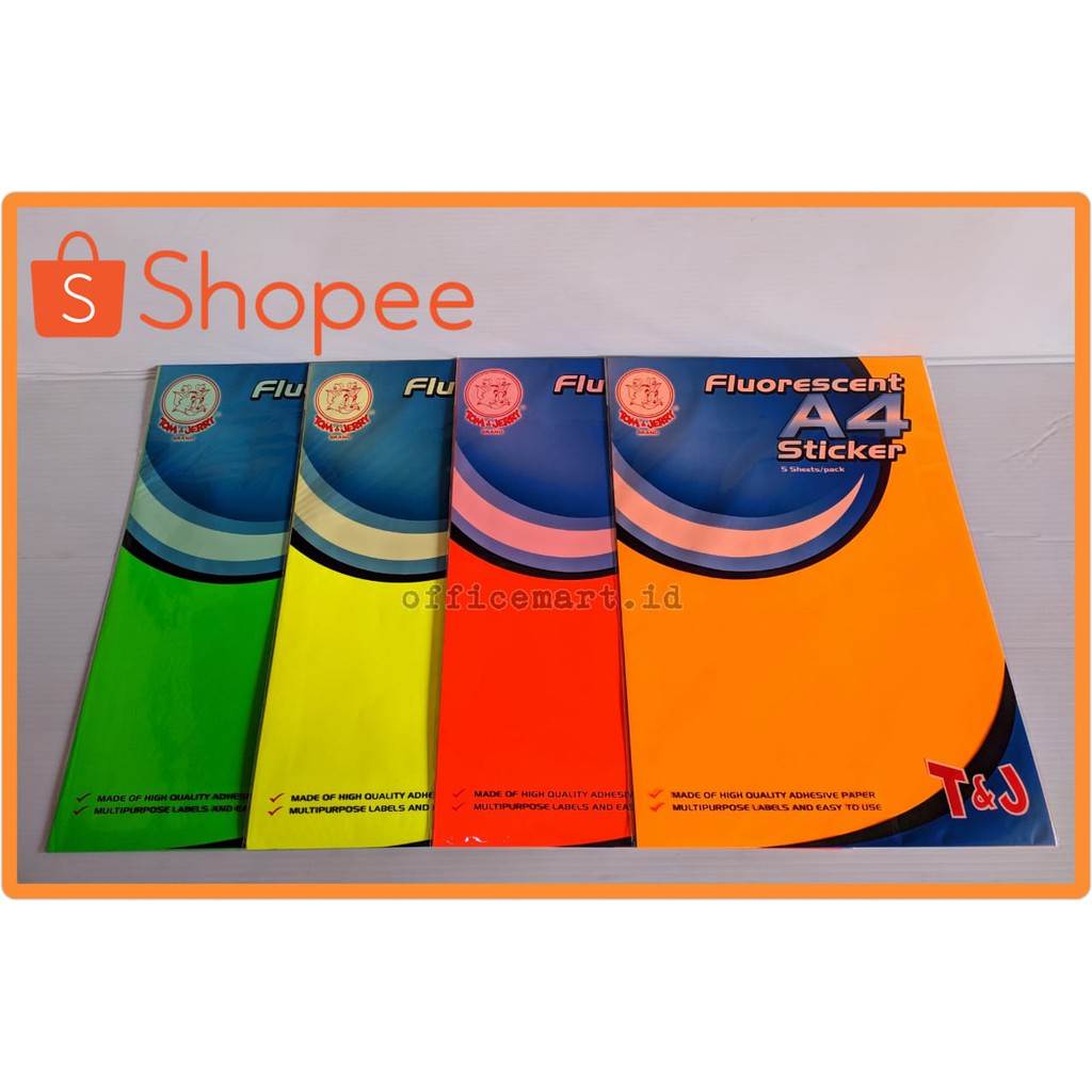 A4 Size Tom Jerry Sticker Paper A4 Color Pack 5 Sheets Shopee Singapore