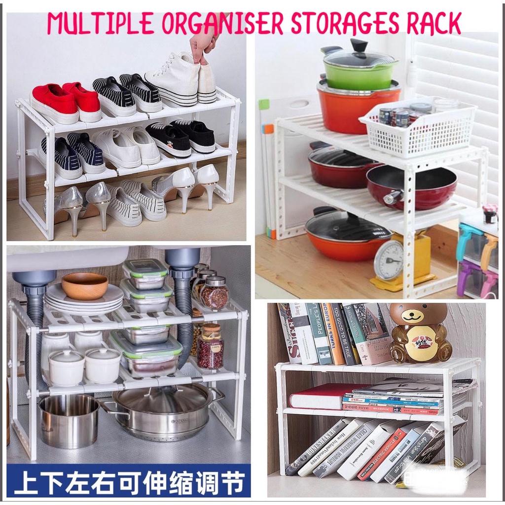 [SG READY STOCK] [TSG65] Retractable/Expandable Kitchen Countertop Organizer Rack Under