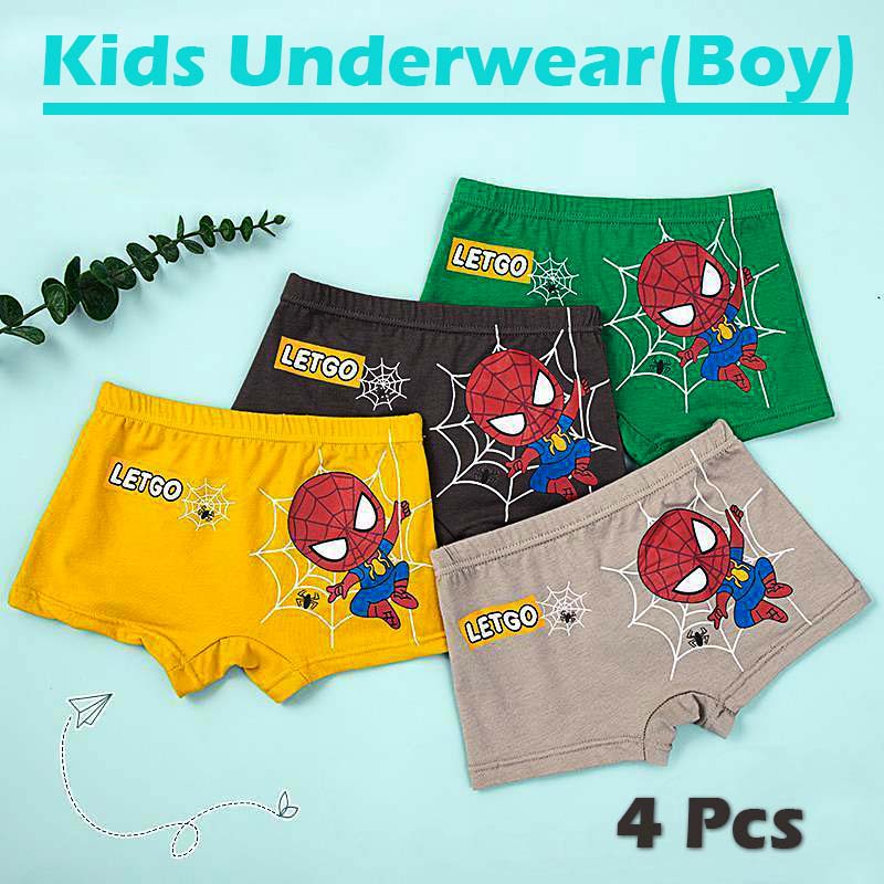 Children’s Underwear Pure Cotton Flat Corner Trouser Kids Casual Briefs Boys’ Comfortable Breathable Shorts 4 Pieces Set – >>> top1shop >>> shopee.sg 🛒🛍🛒