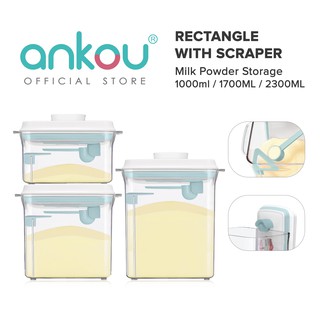 ANKOU AirTight Milk Powder Container with Scraper - Rectangle Clear(1000ml/ 1700ml/ 2300ml)