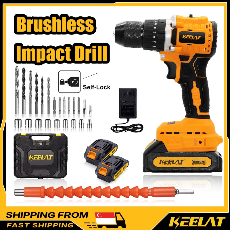 Keelat Brushless Wall Drill Electric Screwdriver Cordless Impact Hand ...
