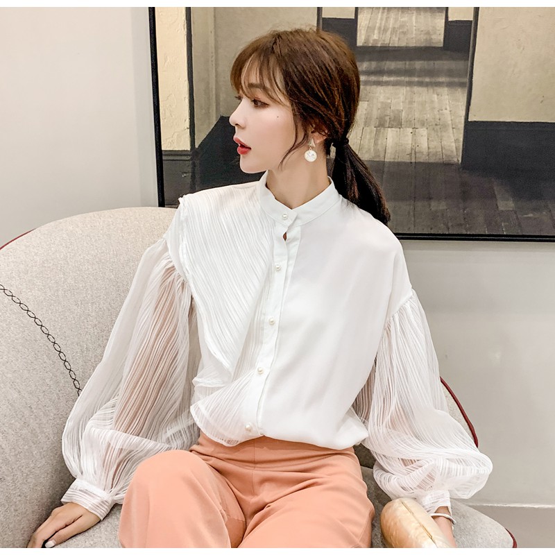 korean style white blouse