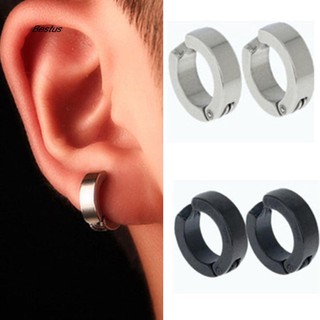 Image of BTS_1 Pair Men Stainless Steel Non-Piercing Clip On Ear Stud Cuff Hoop Earrings