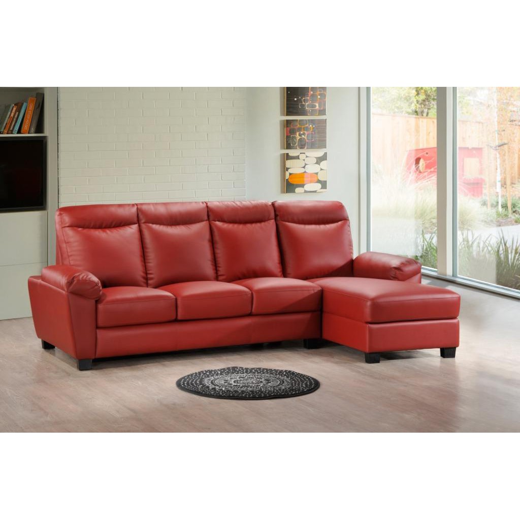 Univonna L Shape Apple Red Sofa 2el, Red Sofa Bed Sectional