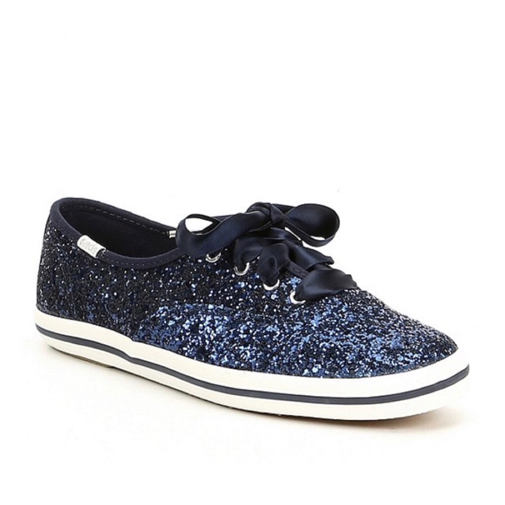 keds kate spade navy glitter
