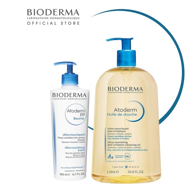 Bioderma Atoderm Huile Face & Body Cleansing Shower Oil 1L + PP Baume