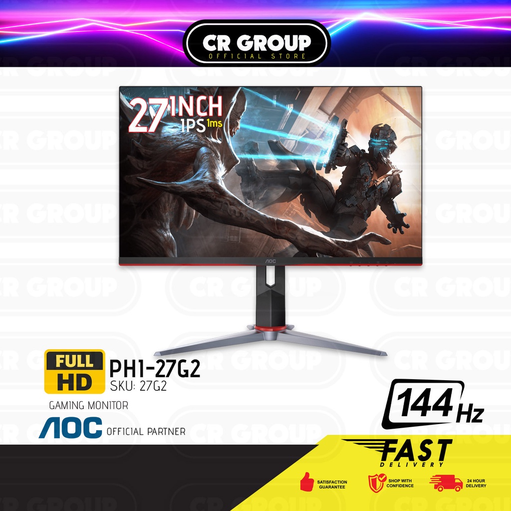 Aoc Gaming Monitor 27 Inch Ips Full Hd Phi 27g2 144hz Refresh Rate 1ms Mprt Response Rate G Sync Compatible Shopee Singapore