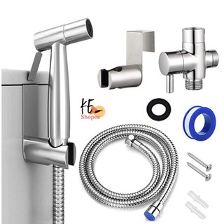 Bidet spray stainless steel set toilet hand spray hose head bathroom valve