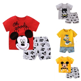 Ready Stock summer terno baby boy clothes set  kids clothes Cartoon baby boys clothes 2pcs for 1-2-3T clothes for kids