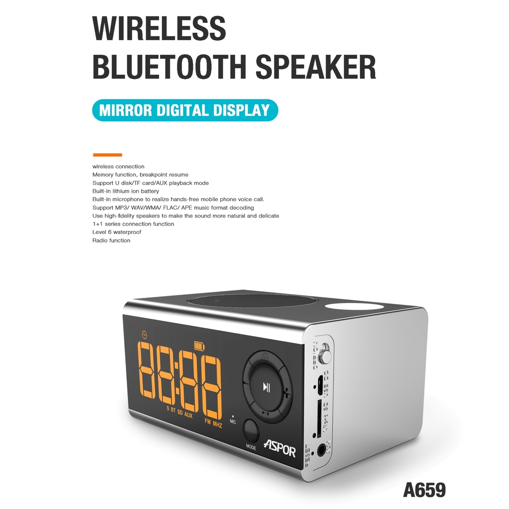 ASPOR A659 Sound Box Bluetooth Wireless Portable Audio Speaker compatible with smart phones , laptop, desktop | Shopee Singapore