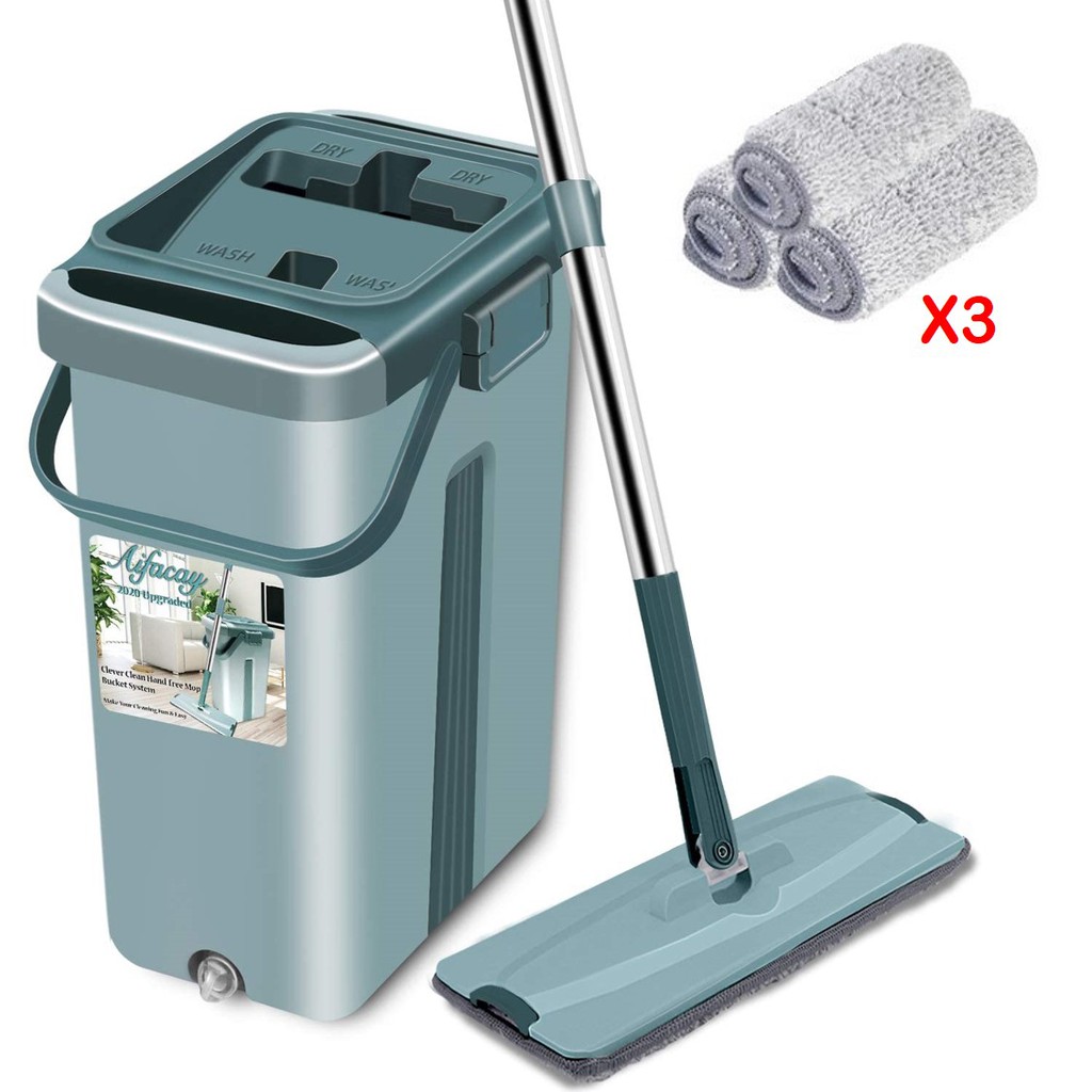 NEW Floor Mop with Bucket 360 Flexible Flat Medium Size Squeeze