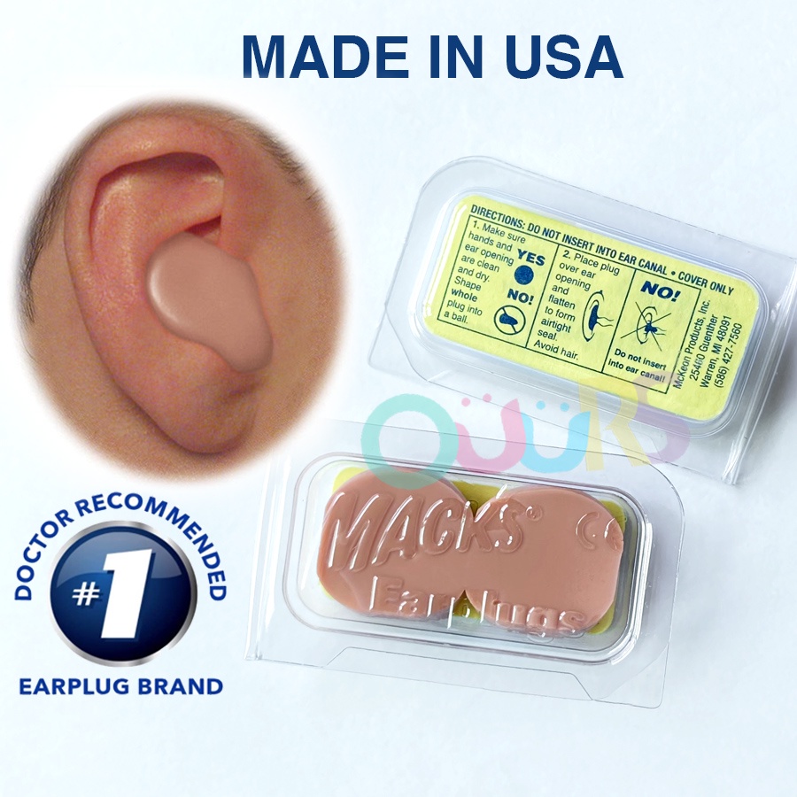 Mack's Silicone Earplug l Beige l Macks Pillow Soft Ear plug l Swimming