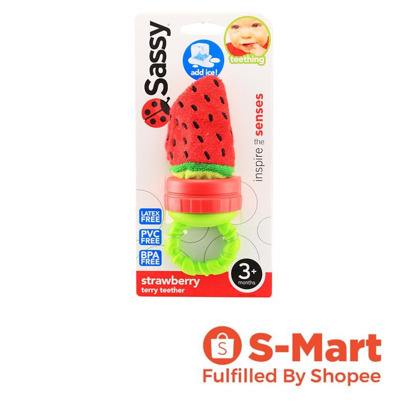 sassy strawberry terry teether