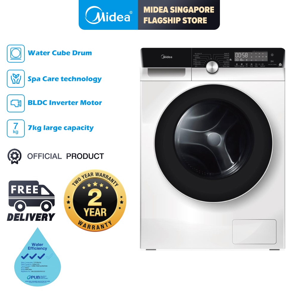 [Midea] New 7KG/8KG/9KG FRONT LOAD WASHING MACHINE [MFK768W/MFK868W
