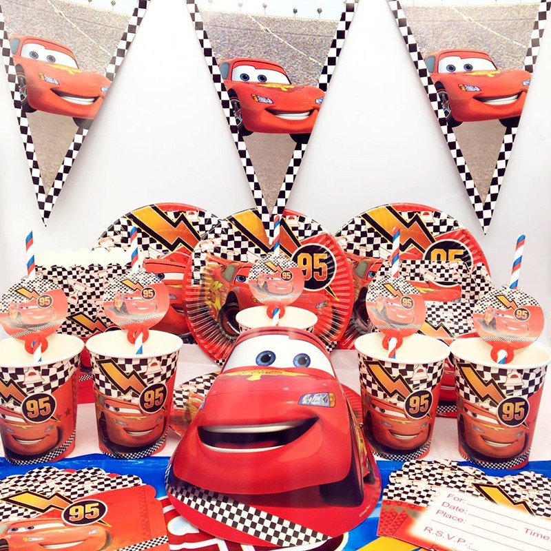 Cars Lightning Mcqueen Theme Party Decorations For Kids Birthday