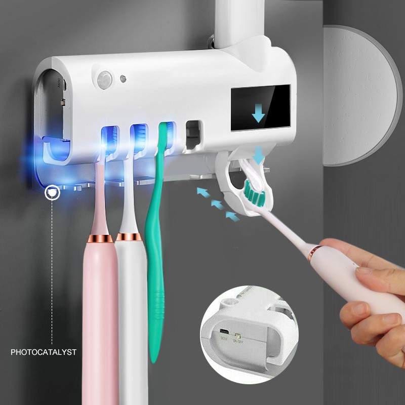 toothbrush sterilizer with toothpaste dispenser