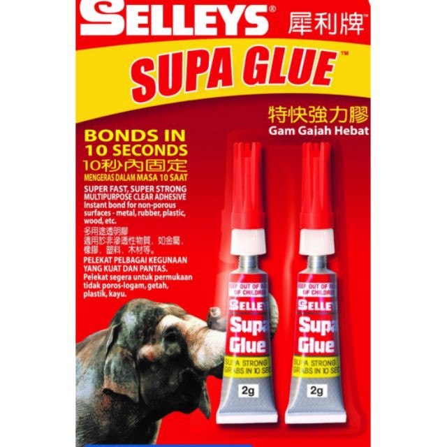 Shop Malaysia Selleys Supa Glue Super Glue Gam Elephant 2g Twin Shopee Singapore