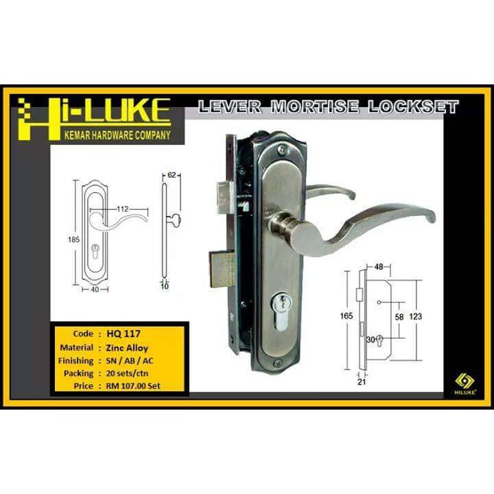 Hot Hiluke 117 Grill Handle Lock Mortise Lock Entrance Door Iron Door Gate Lock Metal Door Kunci Pintu Hi Luke 117 Shopee Singapore