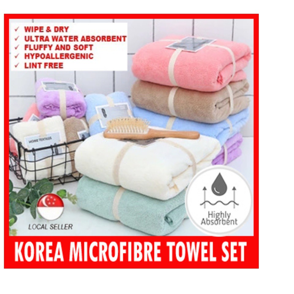 [ SG Local Seller ] Korea Microfibre Towel Set Soft and Comfortable
