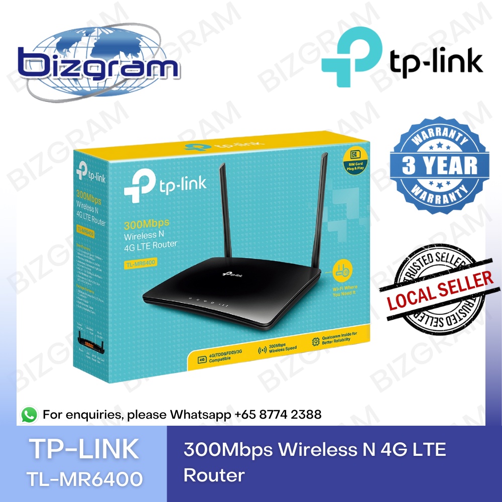 Tp Link 300 Mbps Wireless N 4g Lte Router Local Singapore 3 Year Warranty Mr6400 Shopee Singapore