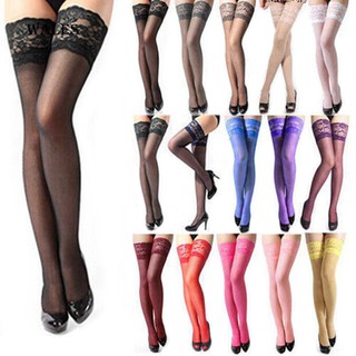 Wales&Lady Sheer Sexy Flower Lace Top See Through Thigh High Stockings Socks Gift