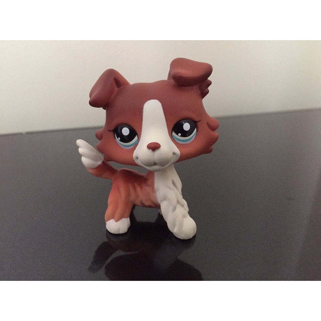 Littlest Pet Shop Brown Ears Yellow Puppy Collie Dog Loose Figure Child Toy 