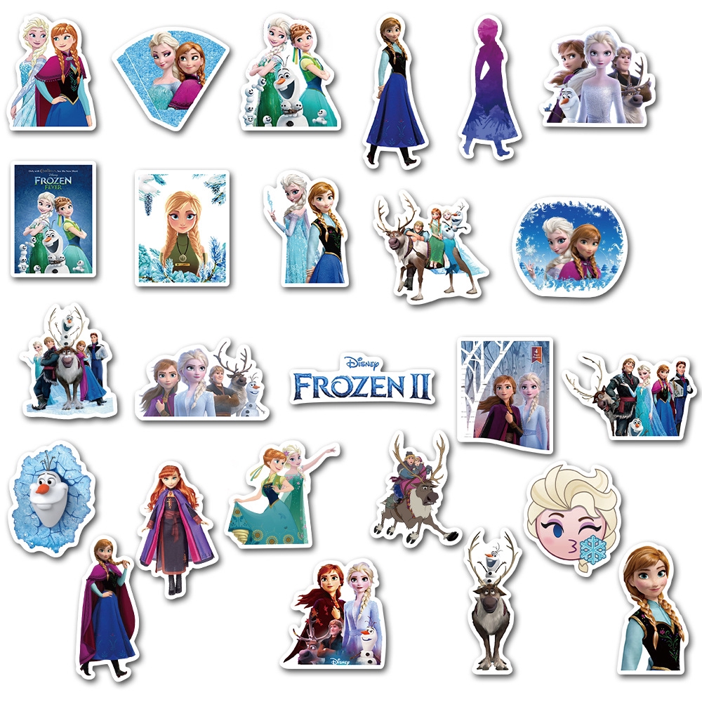 50pcs Pack Frozen Elsa Anna Cartoon Movie Stickers Bicycle Laptop Skateboard Luggage Waterproof Sticker Shopee Singapore