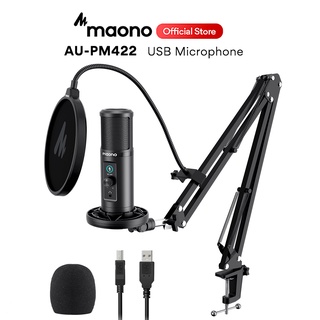 MAONO AU-PM422 USB Microphone 192KHZ/24BIT Professional Cardioid Condenser Mic with Touch Mute Button and Mic Gain Knob for Recording,Podcasting,Gaming,YouTube