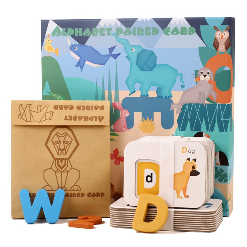 ABC Montessori Educational Toys Gifts for 2 3 4 year old Preschool Learning Activities Wooden Letters and Numbers Animal Puzzle Flashcards Set Number and Alphabet Flash Cards for Toddlers 2-4 Years 