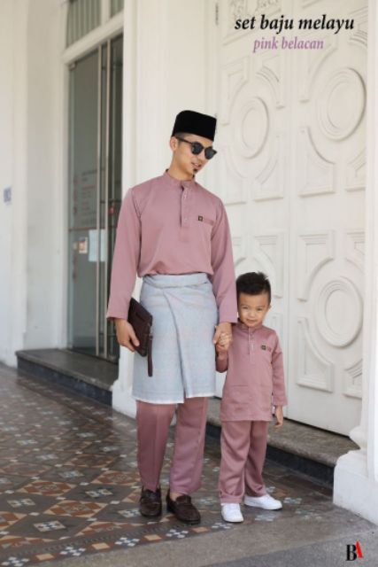 Baju Melayu Warna Pink Belacan