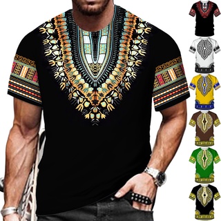 African Dashiki Print T-shirt Men/Women Ethnic Vintage Folk-custom Clothes 2022 Summer Casual Couples Short Sleeved Graphic Tops