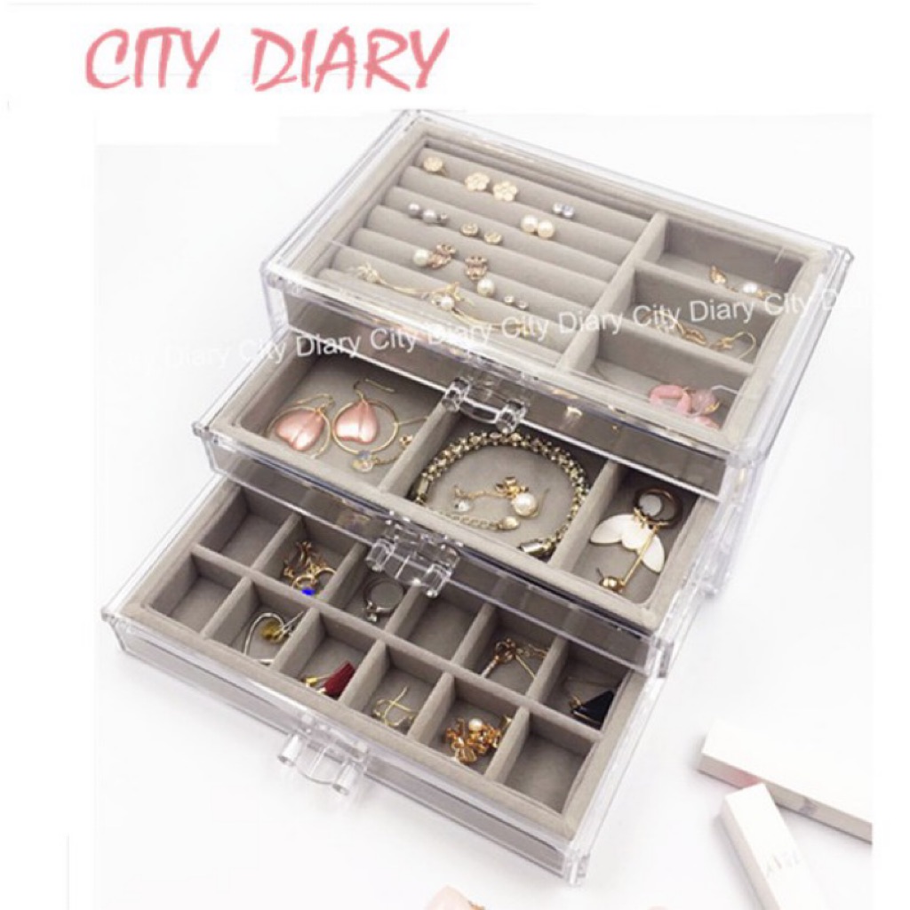 3pcs Set Box Jewelry Plate Acrylic Jewelry Stackable Organizer