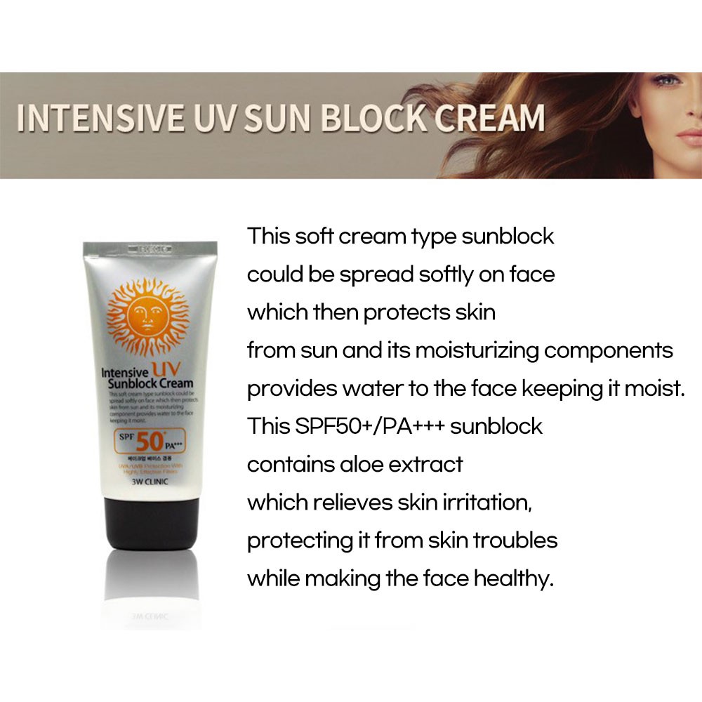 3w Clinic Intensive Uv Sunblock Cream Vita Moist Sun Cream 70ml Spf50 Pa Shopee Singapore