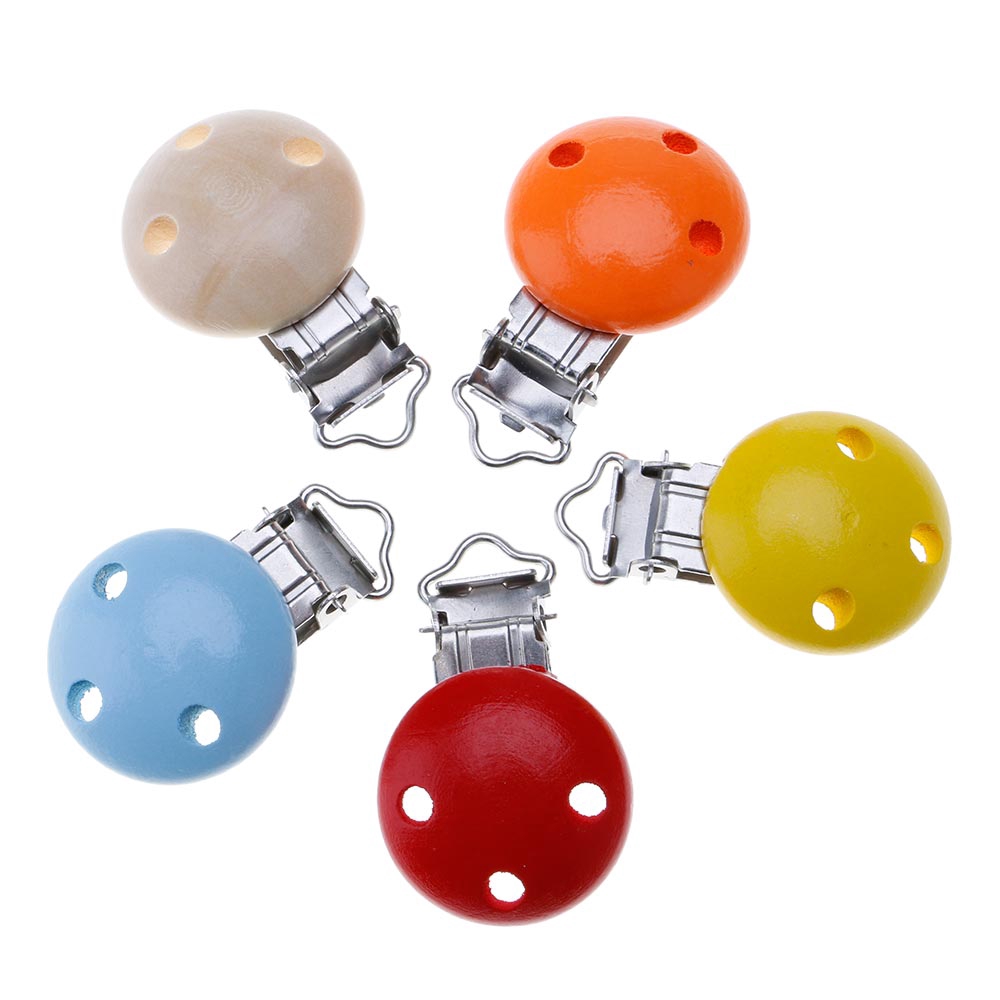 Children Infant Baby Pacifier Suspender Clips Holder Wooden Soother Dummy Nipple