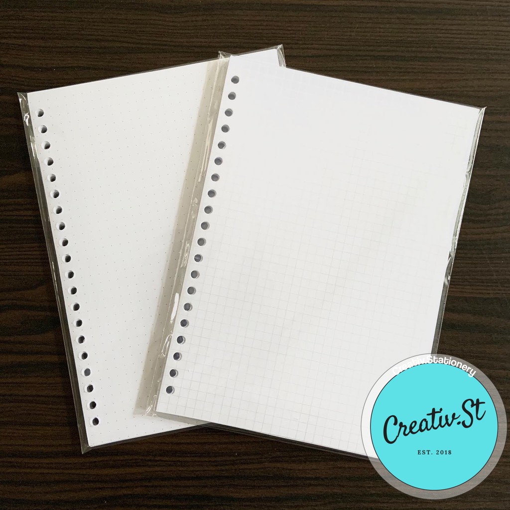 [Write.Id] Loose Leaf Binder Paper A5 Blank Ruled Dotted Grid 80 GSM