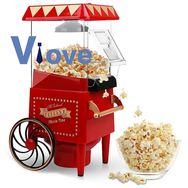 Popcorn Maker,Hot Air Popcorn Machine Vintage Tabletop Electric Popcorn Popper, Healthy and Quick Snack for Home EU Plug