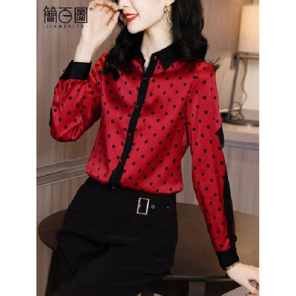 red polka top