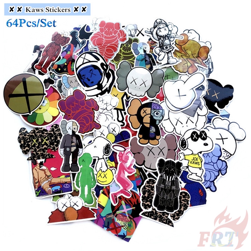 64Pcs/Set Kaws Stickers Cool Kaws Waterproof Mixed JDM Doodle Stickers