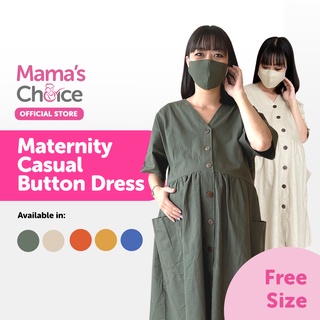 Image of Mama's Choice Maternity Casual Button Dress | Maternity Dress Short Sleeves | Maternity Wear | Nursing Dress