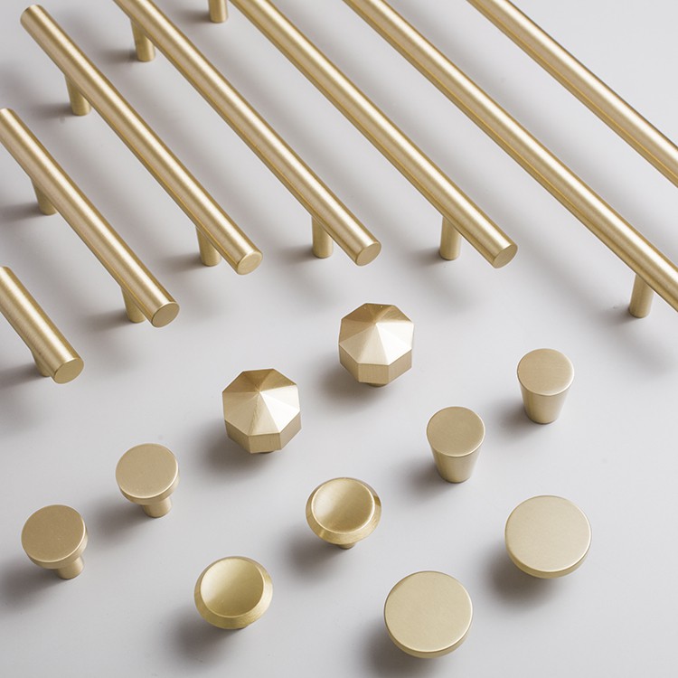 Gold/ solid brass Knobs European T Bar Handles Drawer Pulls Kitchen