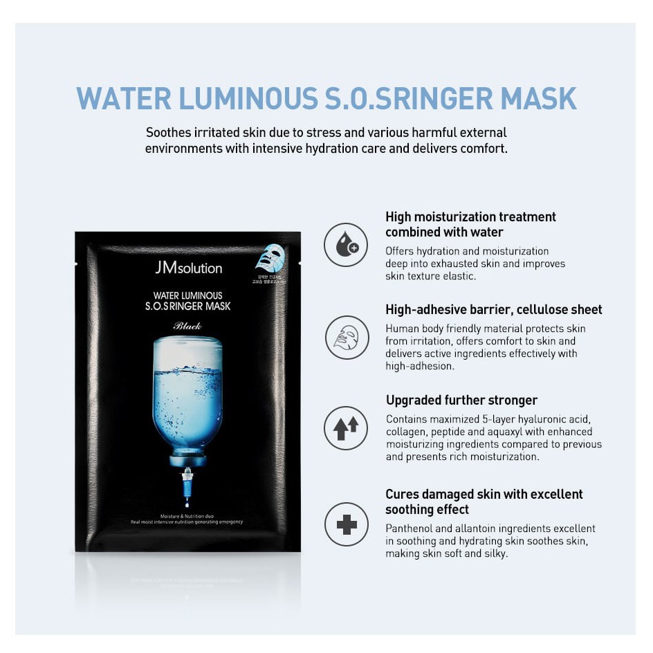 JM Solution Water Luminous S.O.S Ringer Mask -10 Pcs | Shopee Singapore