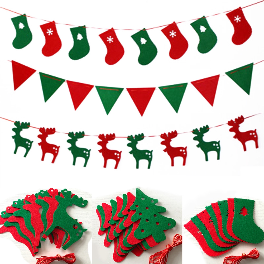 Non Woven Fabric Banner Bunting Christmas Party Home Wall For