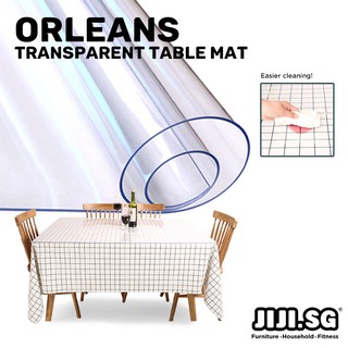(JIJI.SG) ORLEANS Transparent Table Mat - 1.5mm Thickness - Soft Glass Table Mat for Table - Water Proof