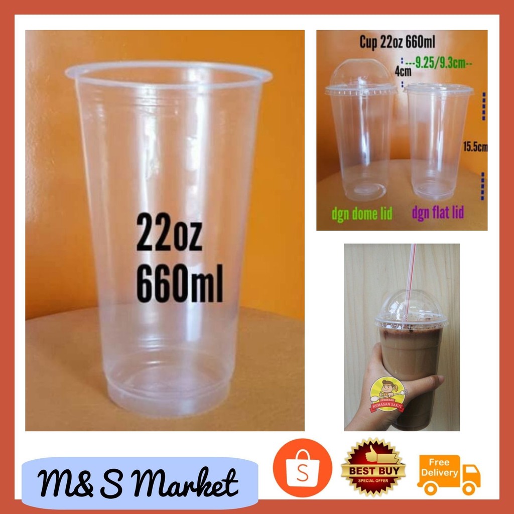 Shop Malaysia Hot Plain Plastic Cup 22oz For Drink Big Cup Thai 50pcs Thailand Imported Shopee Singapore